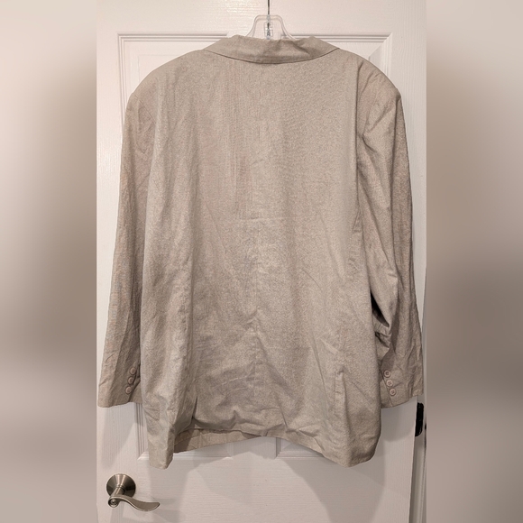 J.R.T. Newport News Linen Blend Blazer Neutral Beige 2X One Button Classic Style - Picture 3 of 5